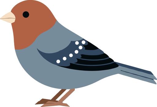 Flat Simple Design Bird Illustration with Geometric Shapes on White Background vector