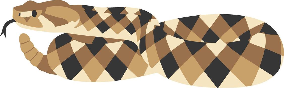 Flat Graphic Diamondback Rattlesnake Illustration of a Reptile with Tongue vector