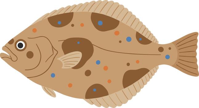Flat Design Spotted Flounder Character Illustration with Simple and Cute Style vector