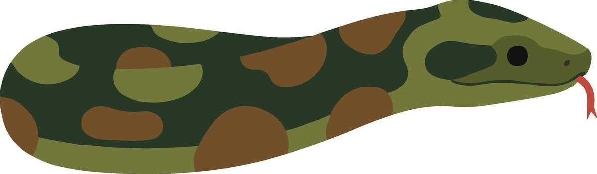 Flat Design Patterned Snake Jungle Animal with Red Tongue Illustration vector