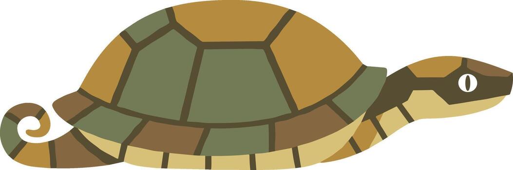 plano estilo detallado Tortuga con geométrico cáscara modelo ilustración gráfico vector