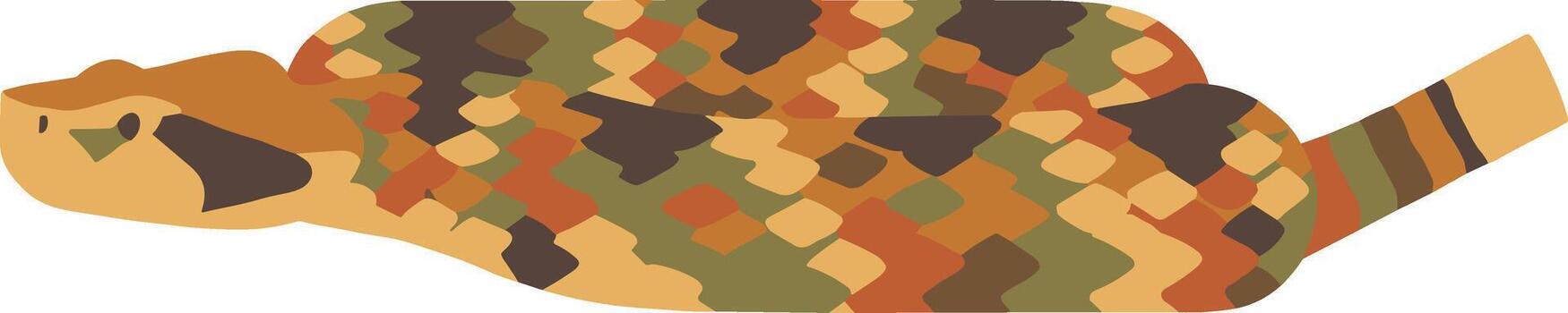 sencillo plano gráfico serpiente de cascabel con camuflaje modelo ilustración diseño vector