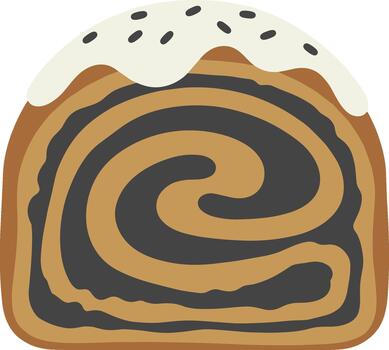 Flat Design Handdrawn Cinnamon Roll Pastry with Icing and Sprinkle vector