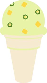 Simple Flat Design Ice Cream Cone with Mango and Jalapeno Topping Dessert vector