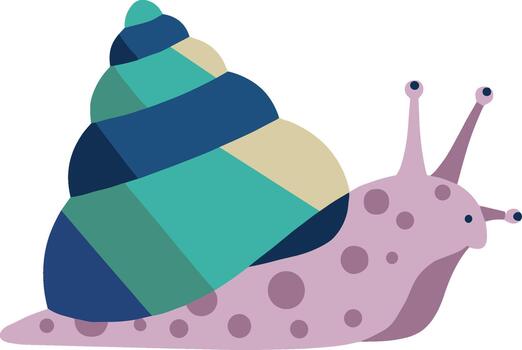Flat Geometric Style Colorful Snail with Shell Nature Illustration vector