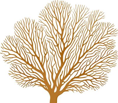 minimalista resumido sin hojas árbol rama estructura forma ilustración en marrón sombra vector