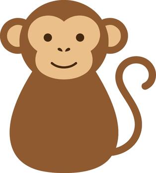 sencillo dibujos animados estilo mono personaje con sonriente cara gráfico elemento vector