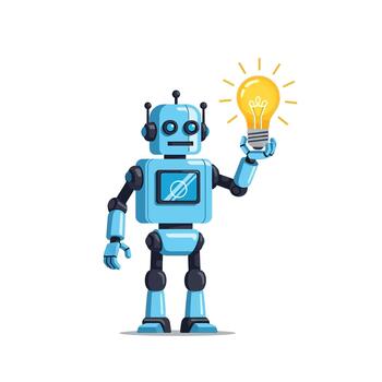 robot participación ligero bulbo idea y innovación concepto vector