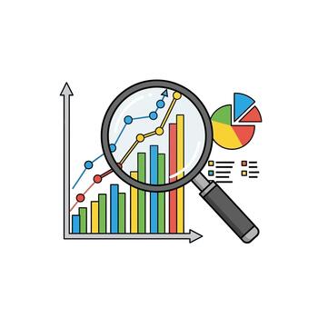 negocio datos análisis concepto con aumentador vaso vector