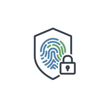 Biometric security icon with fingerprint and lock vector