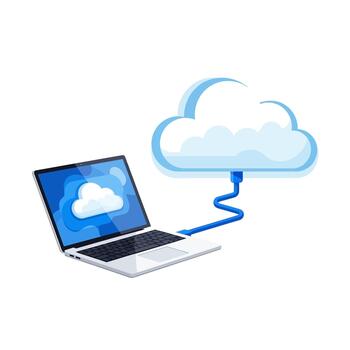 Cloud Computing Concept with Laptop and Cloud Storage vector