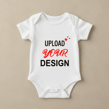 vuoto bianca bambino tutina con testo caricare il tuo design nel rosso e Nero, Perfetto per mockup e design personalizzazione, di cui piatto su un' strutturato sfondo psd