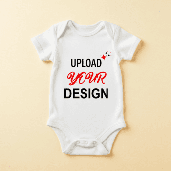 vuoto bianca bambino tutina con il testo caricare il tuo design nel nero e rosso, Perfetto per mockup e design vetrine psd