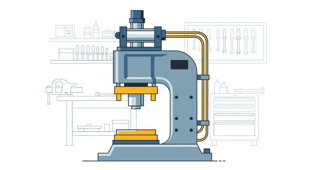 CNC milling machine in an industrial workshop vector