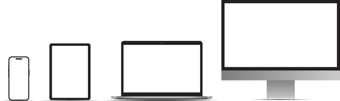 conjunto de computadora, computadora portátil, tableta y teléfono dispositivos Bosquejo colocar. multi dispositivo Bosquejo colección vector
