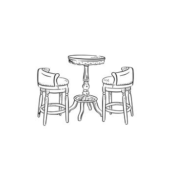 A bar table with two chairs either side. vector