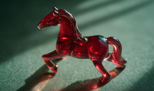 A red horse figurine sits on a table photo