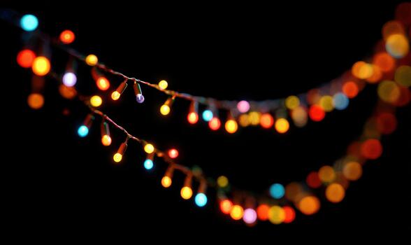 a string of colorful lights is shown on a black background photo