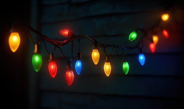 A string of Christmas lights with many different colors photo
