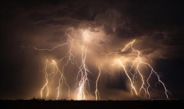 A stormy sky with many lightning bolts photo