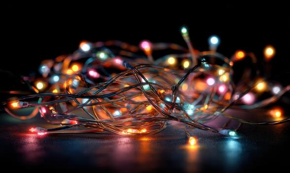 A bunch of colorful lights are on the ground photo