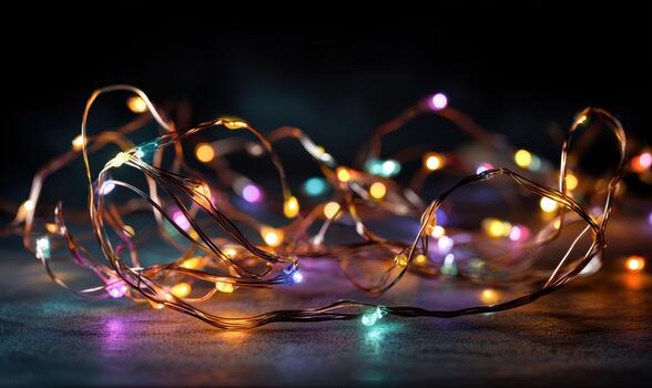 A string of lights with different colors and brightness levels photo