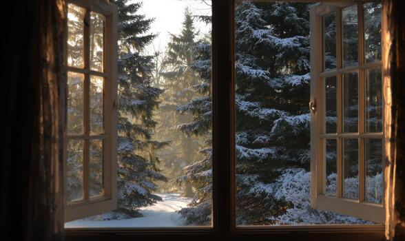 A window with two panes of glass and a curtain photo