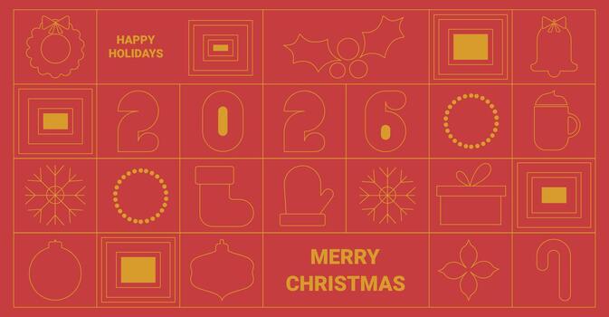 Navidad y nuevo año antecedentes en geométrico estilo. Navidad modelo con minimalista lineal iconos vector