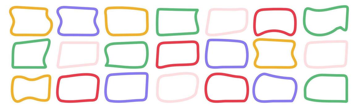 un grande conjunto de vistoso garabatear estilo texto marcos vector