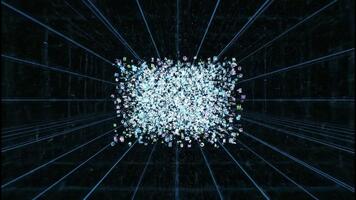 A stream of digital data and numbers forms the planet Earth. Futuristic animation of a global network and information technology. Big data and globalization concept video