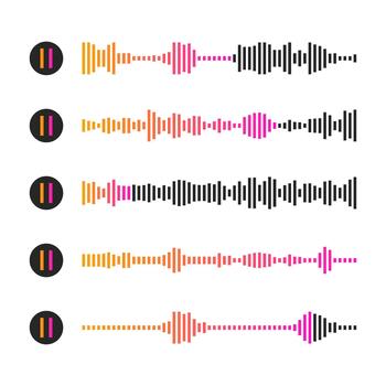 Audio chat pictograms with speech sound waves. Voice message icons set. Online radio, messenger, podcast mobile app interface elements. vector
