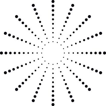 Dots arranged in radial sunburst pattern spreading vector