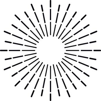 Sunburst radiating dashed lines creating a graphic element vector
