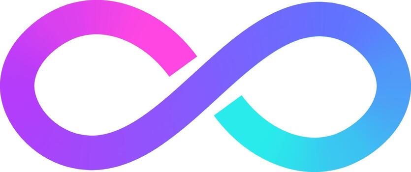 Gradient infinity symbol representing endless loop and connection vector