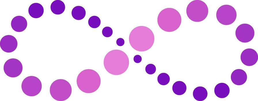 Infinity symbol forming with colorful dots on white background vector