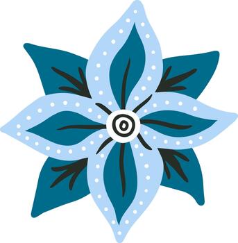 Stylized blue flower creating decorative pattern element vector