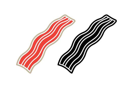 Two strips of bacon one red one black shown in a graphic style vector