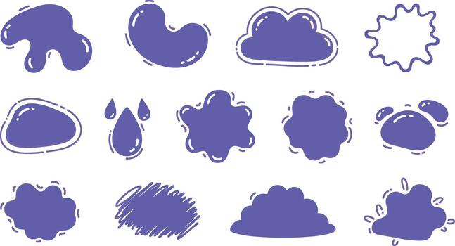 colección de púrpura gota formas con contornos en transparente antecedentes vector