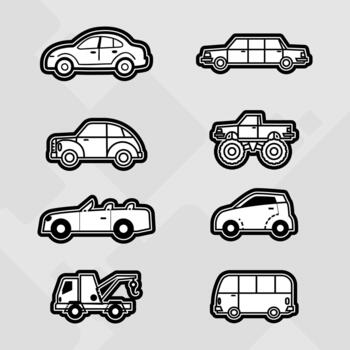Collection of car illustrations in different styles vector