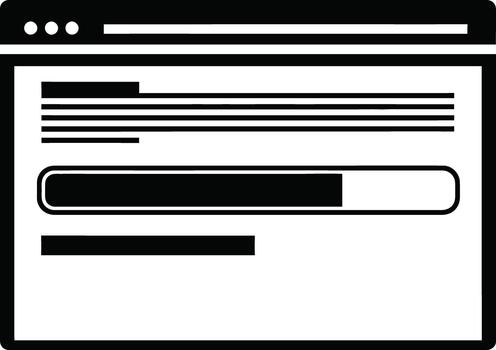 Web browser window interface with progress loading bar graphic. vector