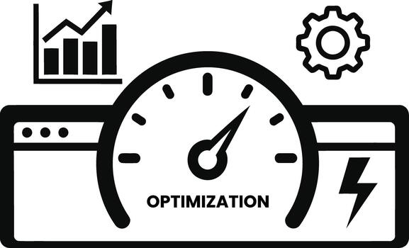 Performance optimization web speed and data analysis settings icon. vector