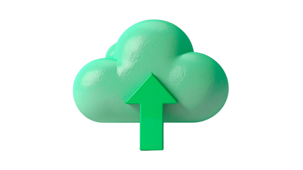 uma vibrante 3d verde seta ícone apontando Envio é uma perfeito símbolo do nuvem Informática e dados comunicação tecnologia png