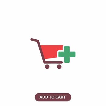 Add to Cart Icon with Shopping Cart and Plus Sign. vector