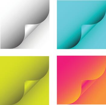 four different colored paper shapes with curved edges vector