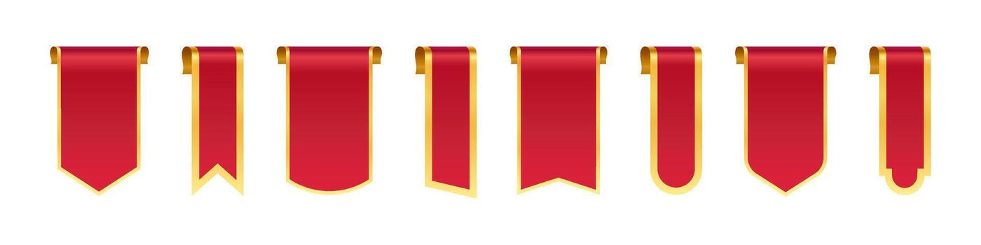 Red banners, illustration in flat style with ribbon and scroll elements vector