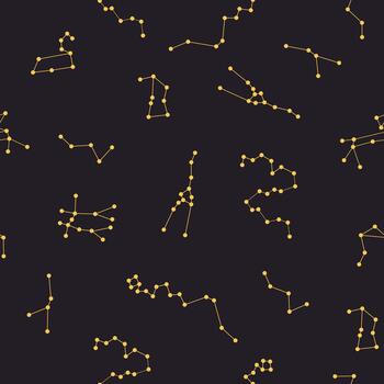 Seamless pattern with star and costellation in celestial style vector