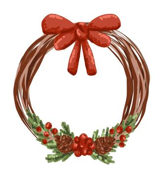 circulo Navidad guirnalda y marco con pino árbol y rojo arco aislado en transparente antecedentes vector