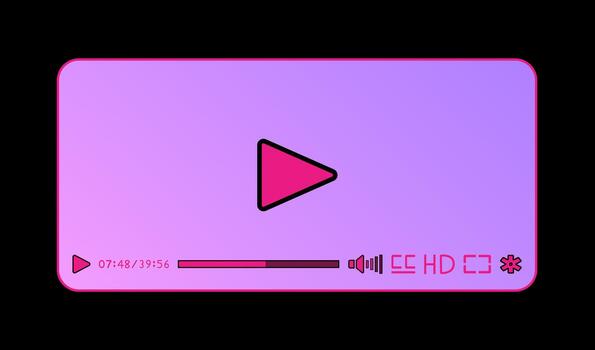 Flat style media player interface with slim progress bar, smooth timeline, modern fullscreen option and simple controls. A flexible UI design suitable for both web and mobile multimedia projects. vector