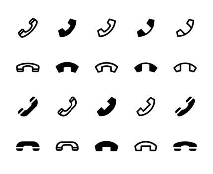 20 Call and Call End Icons Line and Solid style for Telephony Action vector