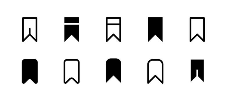 Bookmark Icon Set Line and Solid style for Content Reference vector